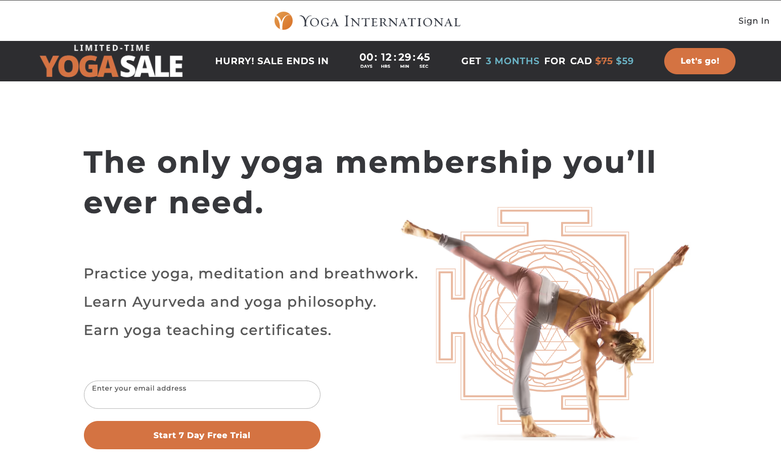 Yoga International CTA "Start 7 Day Free Trial"